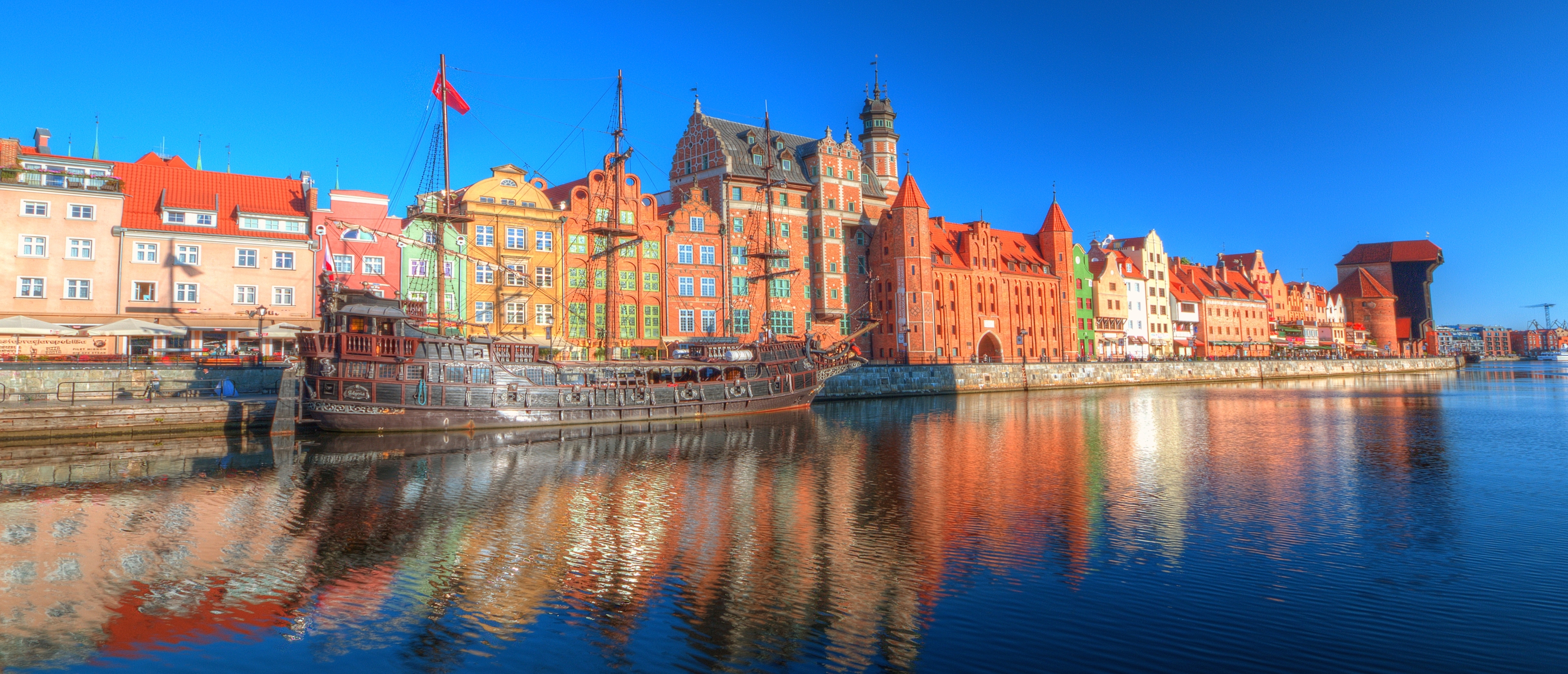 Gdańsk - Widok na Stare Miasto, Motławę i Spichlerz